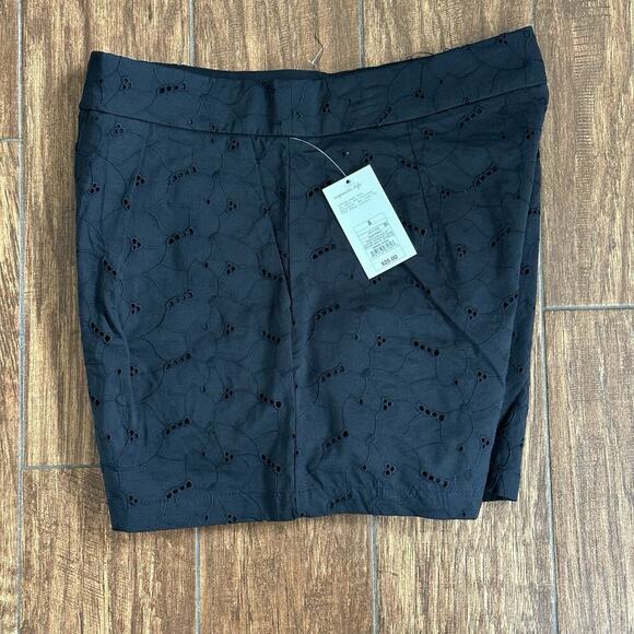 A New Day Women's‎ High-Rise Pleated Eyelet Cotton Short Black Size 8 Cottage - Picture 5 of 9